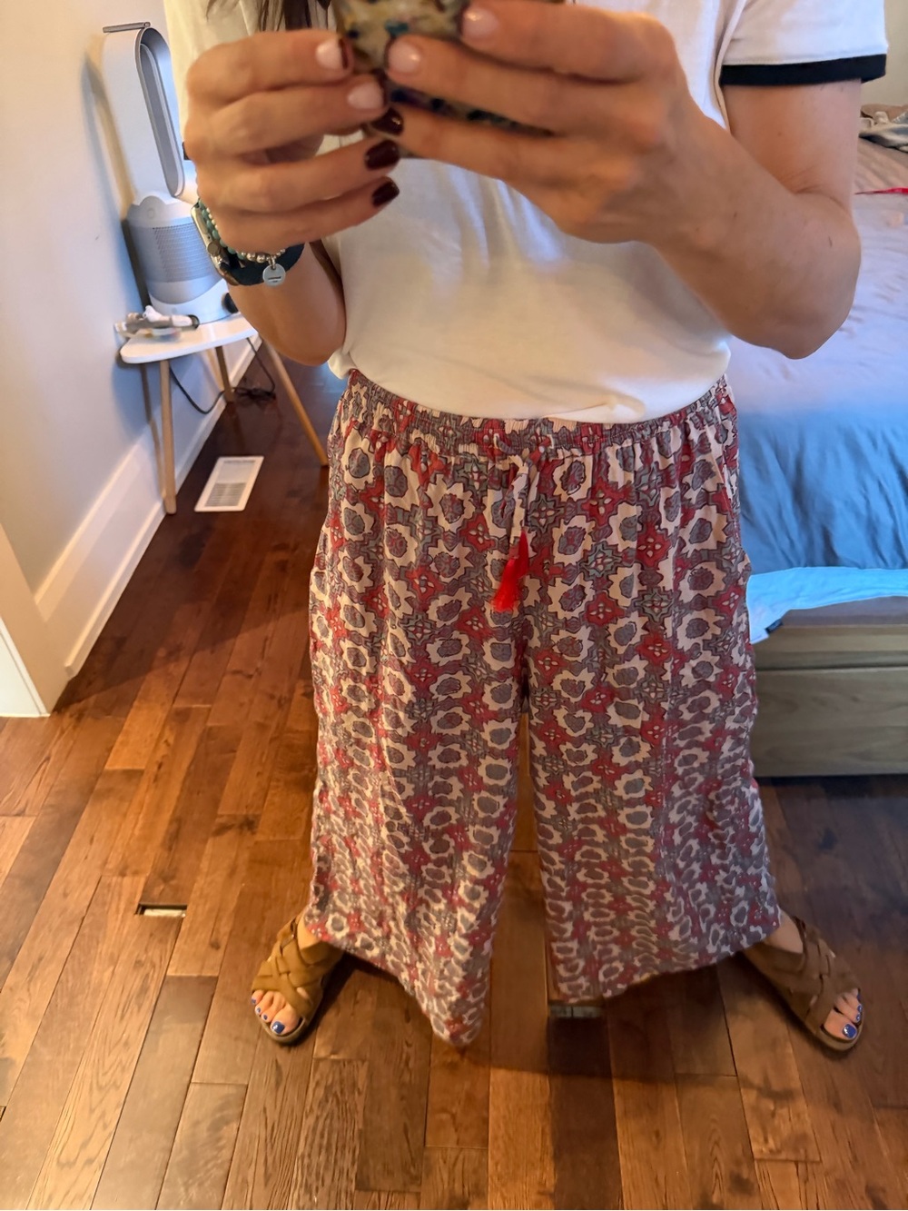 Natalie Martin Red and White Floral Wide-Leg Pants - Picture 4 of 6